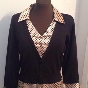 Silk Collared Polka Dot Blouse